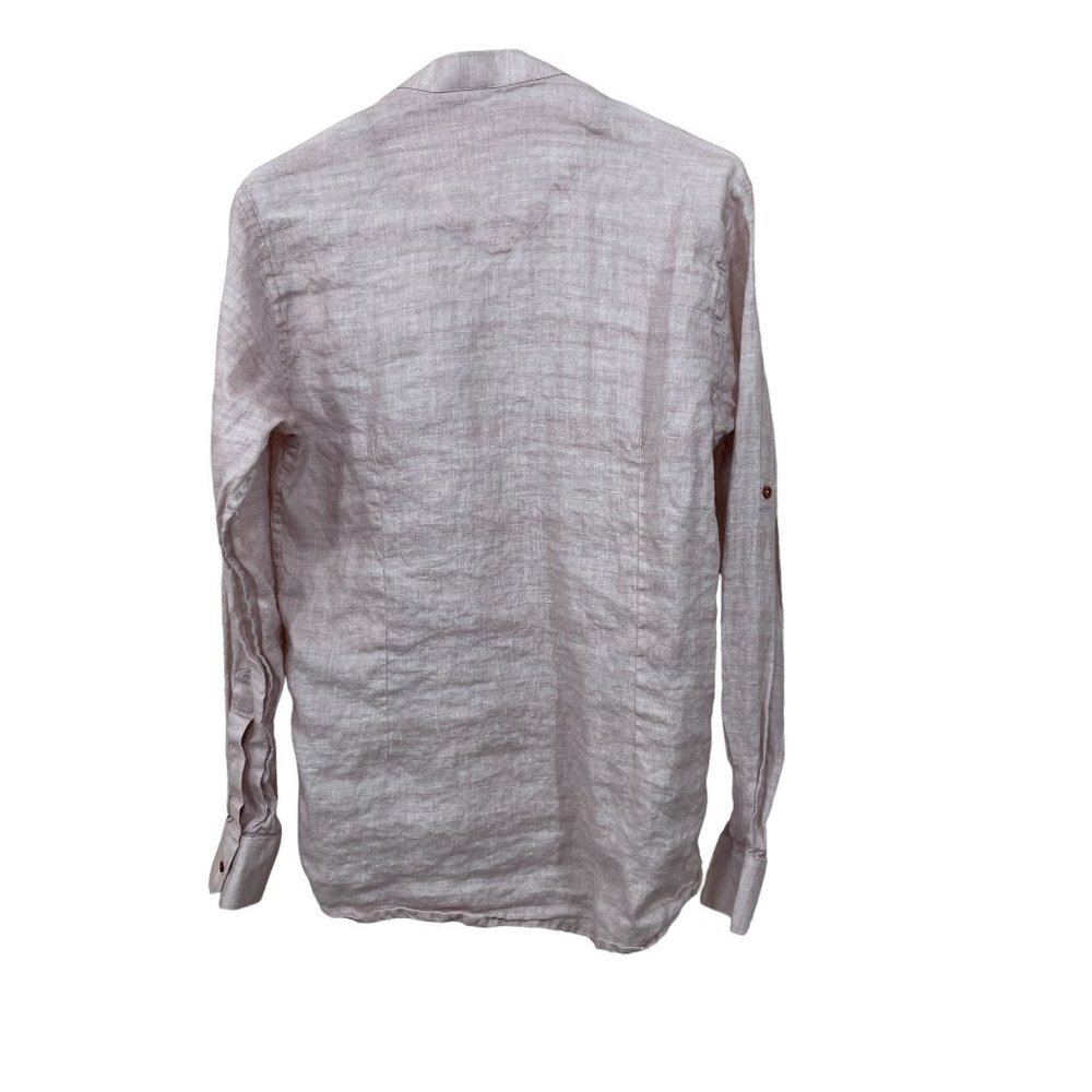 Kora by nilesh mitesh Men's Size L 100% Linen Pastel Lilac Shirt Long Sleeve - Picture 6 of 6